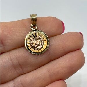 10k Gold Baptism Sunburst Pendant